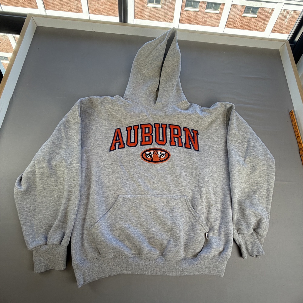 Auburn Tigers Sweatshirt Hoodie Mens Large Gray NCAA Football Russell Athletic
